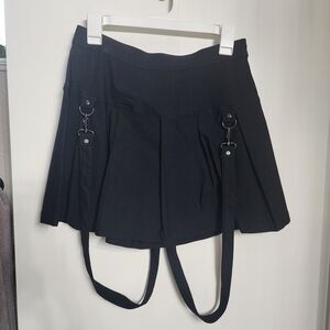 Killstar Black Skater Skirt with Strap Details